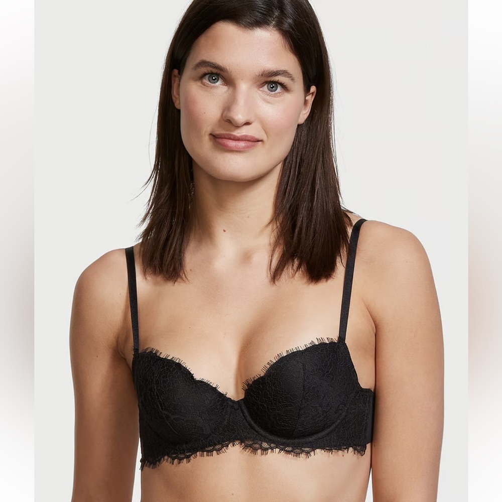 Victoria’s Secret Black Lace Dream Angles Lined Demi Bra